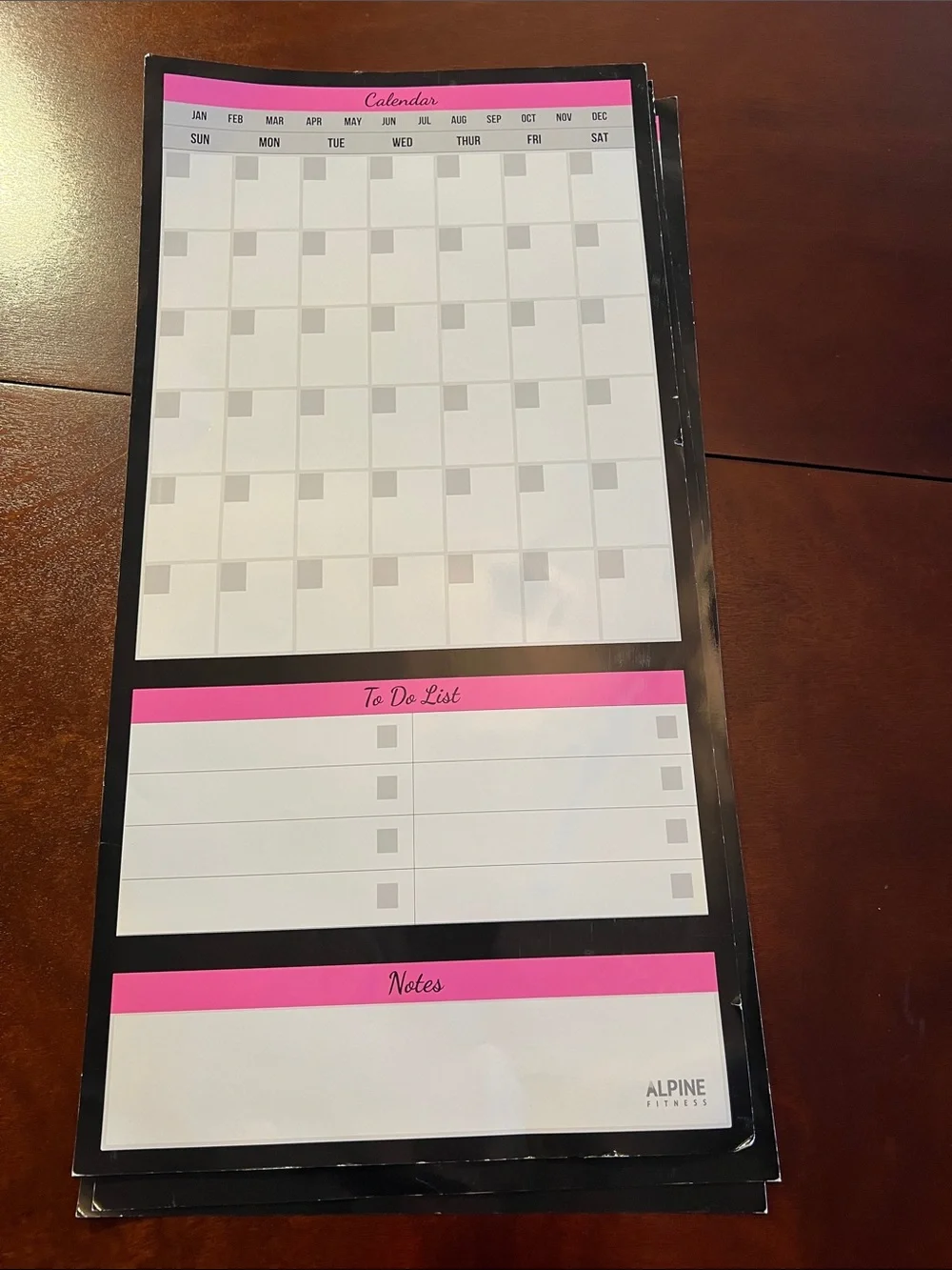 Undated Pink & White Home Office workout Planner Posters — 3-Piece Set